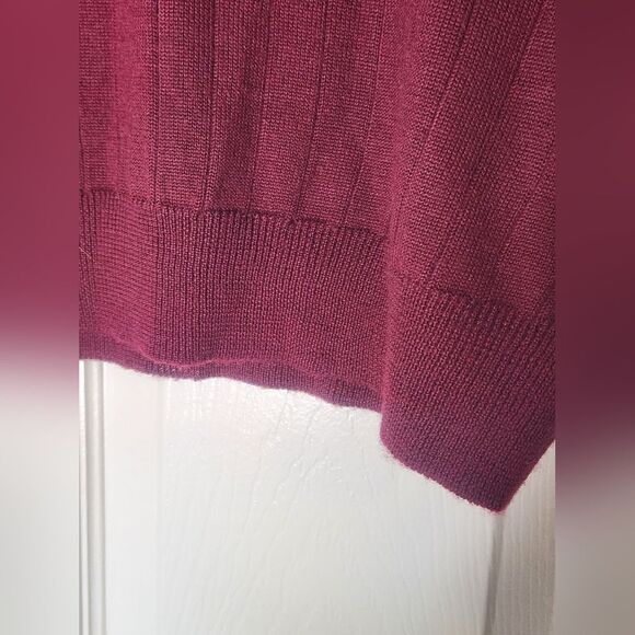 Chelsea Cambell PM Burgundy Longslv Knit WOOL Blend Crew Neck Women's Sweater - Picture 5 of 8